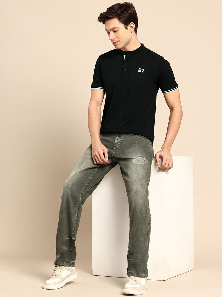 Being Human Henley Neck Pure Cotton T-shirt