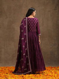 Libas Floral Embroidered Empire Sequinned Kurta With Trousers & Dupatta