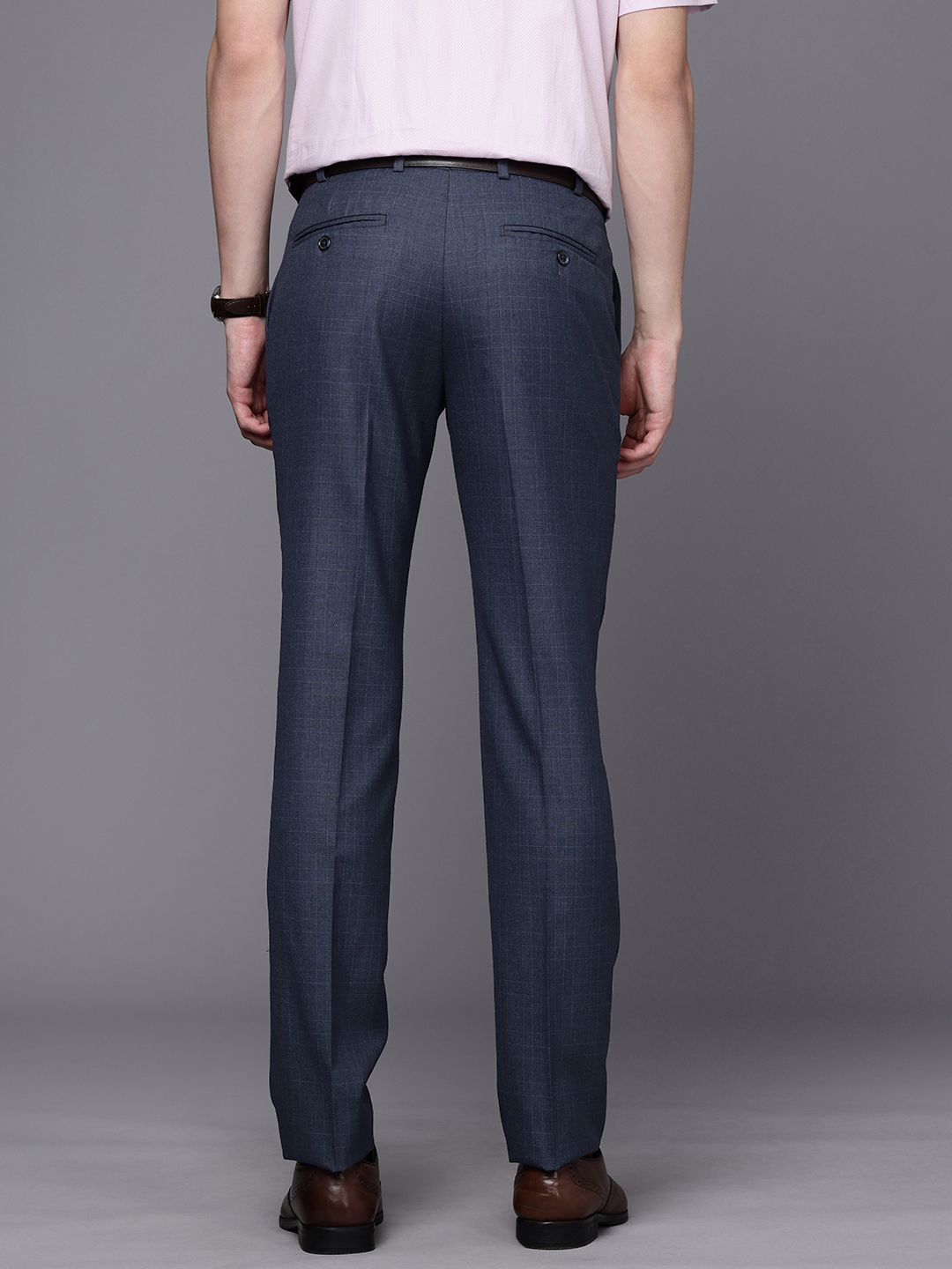 Raymond Men Checked Slim Fit Formal Trousers