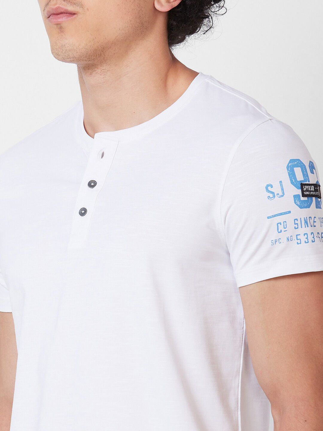 SPYKAR Henley Neck Slim Fit Cotton T-shirt