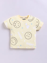 Happy Faces Girls Smiley Printed Pure Cotton T-shirt