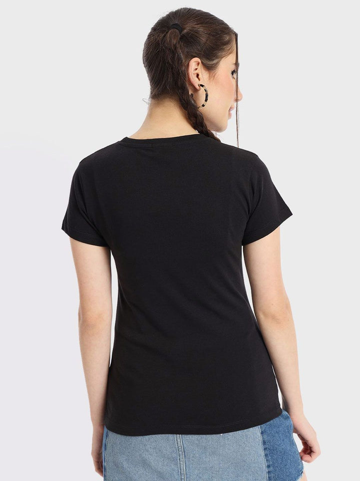 Bewakoof Women Typography Printed Round Neck Cotton Peanuts T-shirt