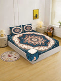 Moda Rapido X KLOTTHE Blue & White Floral 400 TC King Bedsheet with 2 Pillow Covers