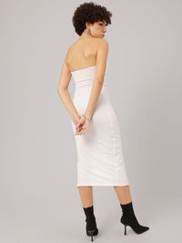 DressBerry Slit Sensation Ruched Tie-Up Midi Bodycon Dress