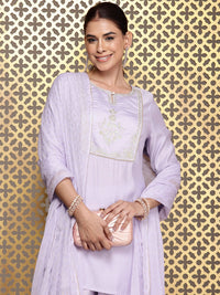House of Pataudi Ethnic Motifs Embroidered Sequinned Jashn Kurta with Palazzos & Dupatta