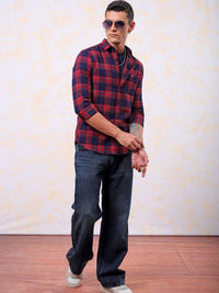 The Indian Garage Co Men Slim Fit Tartan Checks Pure Cotton Casual Shirt
