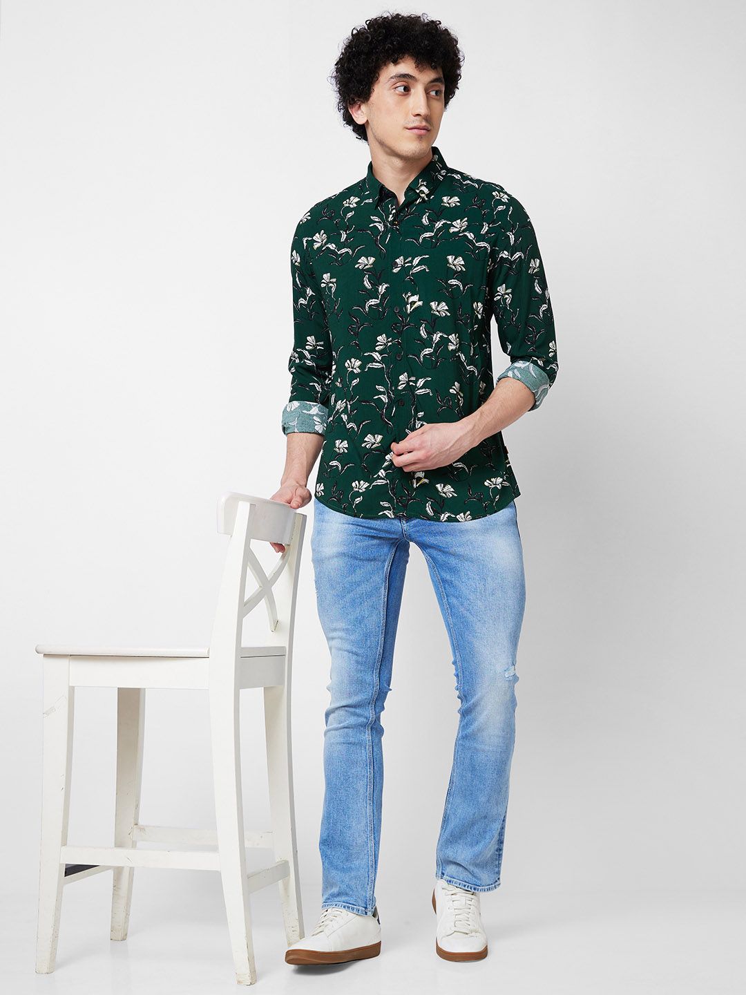 SPYKAR Floral Printed Cotton Casual Shirt