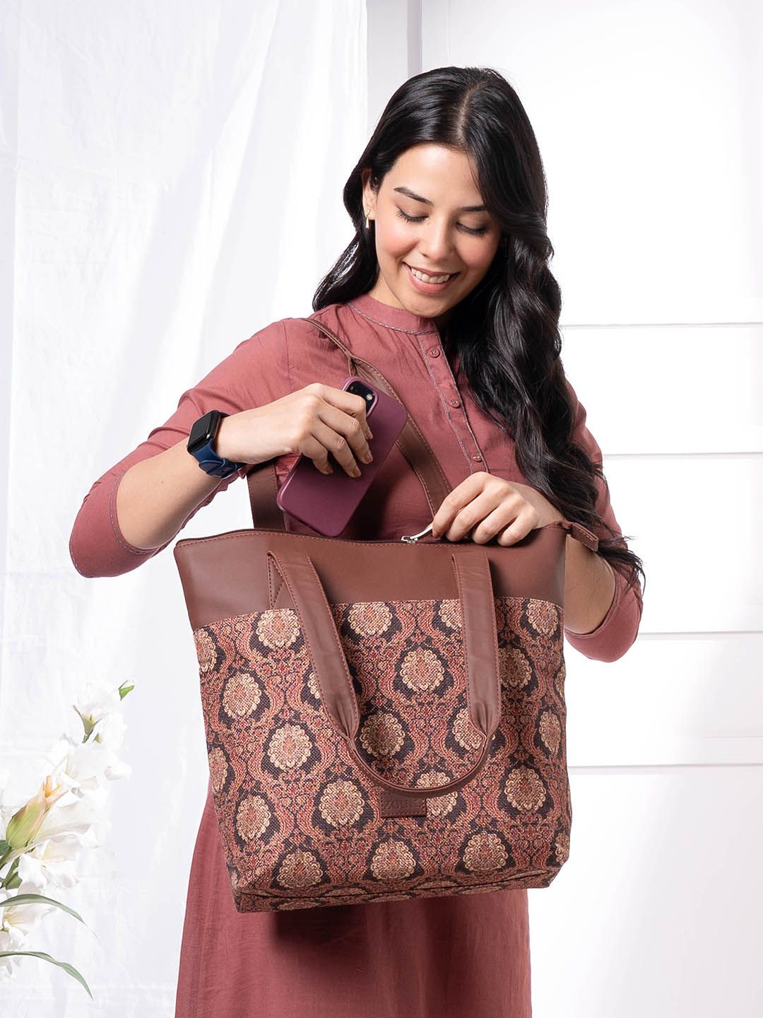ZOUK Ethnic Motifs Printed Shopper Tote Bag