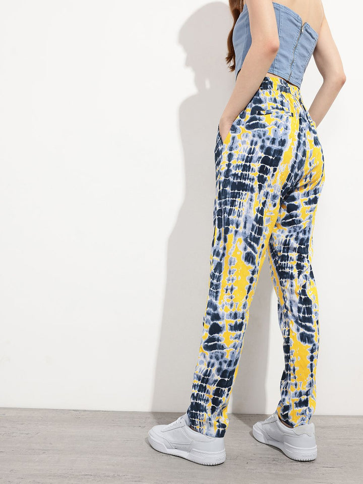 DressBerry Women Shibori Spectrum Pleat-Front Summer Trousers