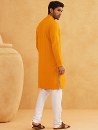 SOJANYA Geometric Embroidered Regular Pure Cotton Straight Kurta With Churidar