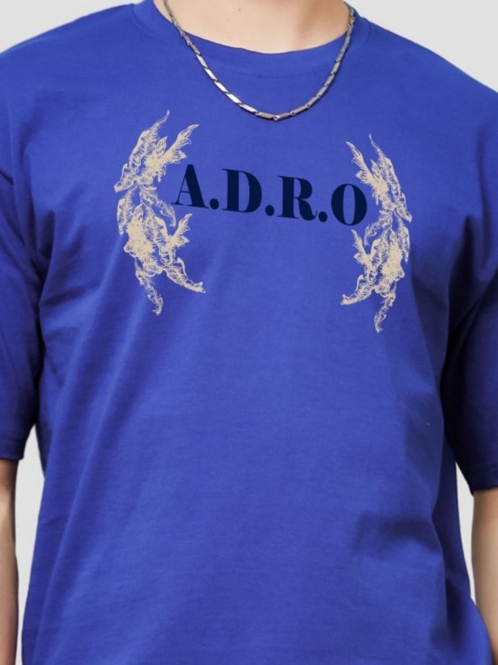 ADRO Lelaki Baju T-Shirt Bersaiz Besar Kapas Lengan Jatuh Bercetak Grafik