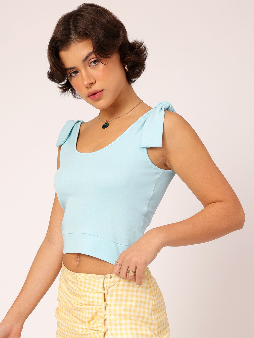 DressBerry Cutesy Tie-Ups Strappy Fitted Top