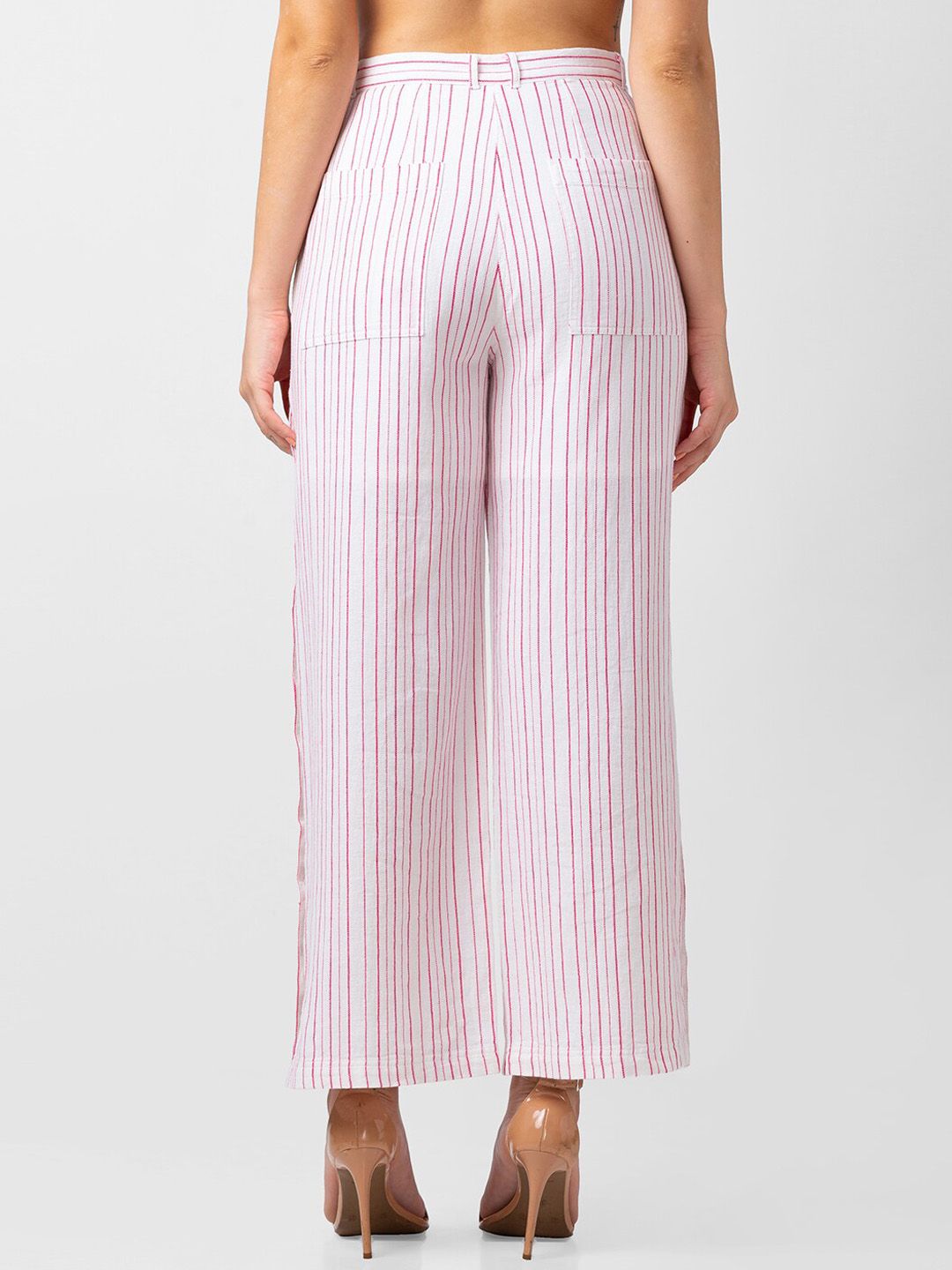 SPYKAR Women Striped Cropped Cotton Trousers