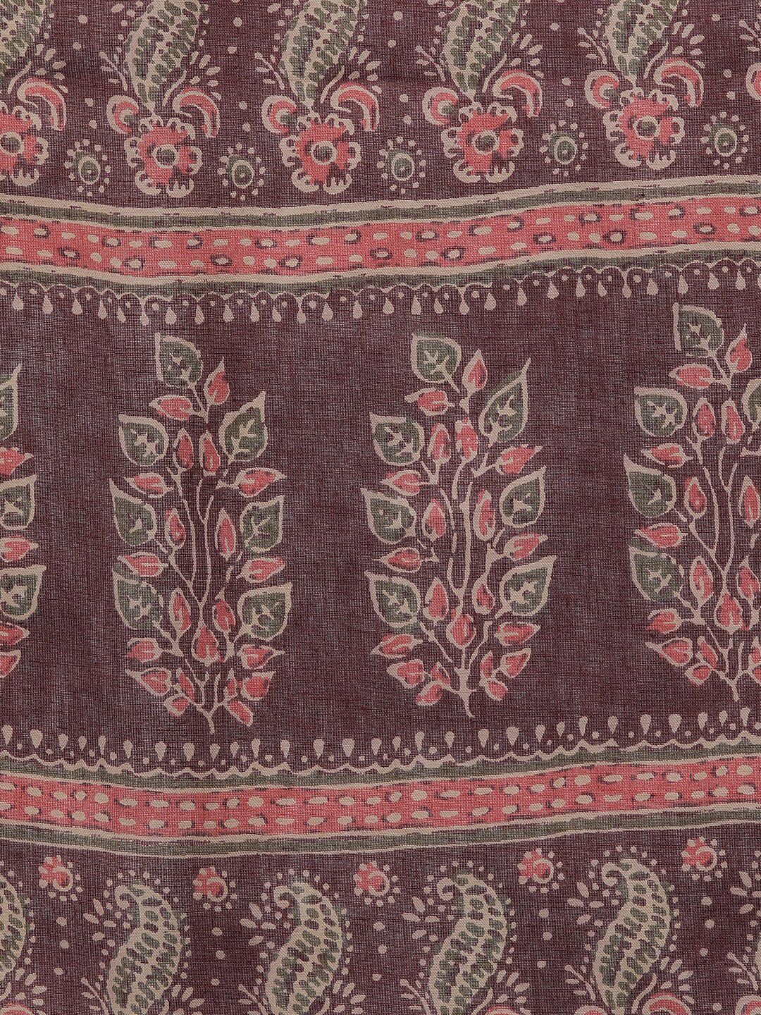 KALINI Ethnic Motifs Printed Mandarin Collar Straight Kurta & Trousers With Dupatta