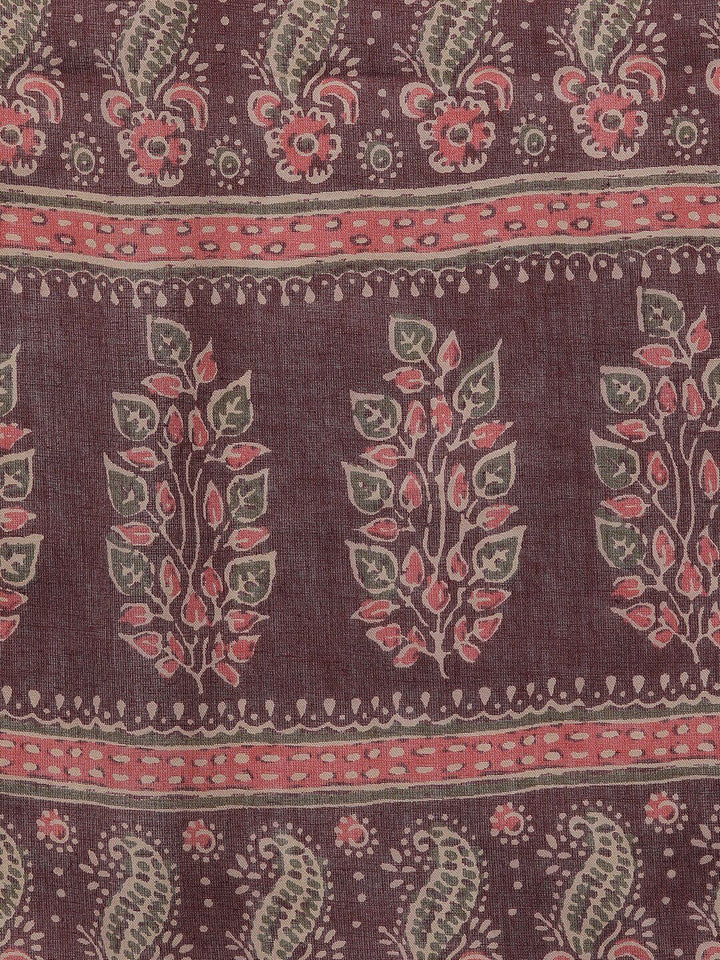 KALINI Ethnic Motifs Printed Mandarin Collar Straight Kurta & Trousers With Dupatta
