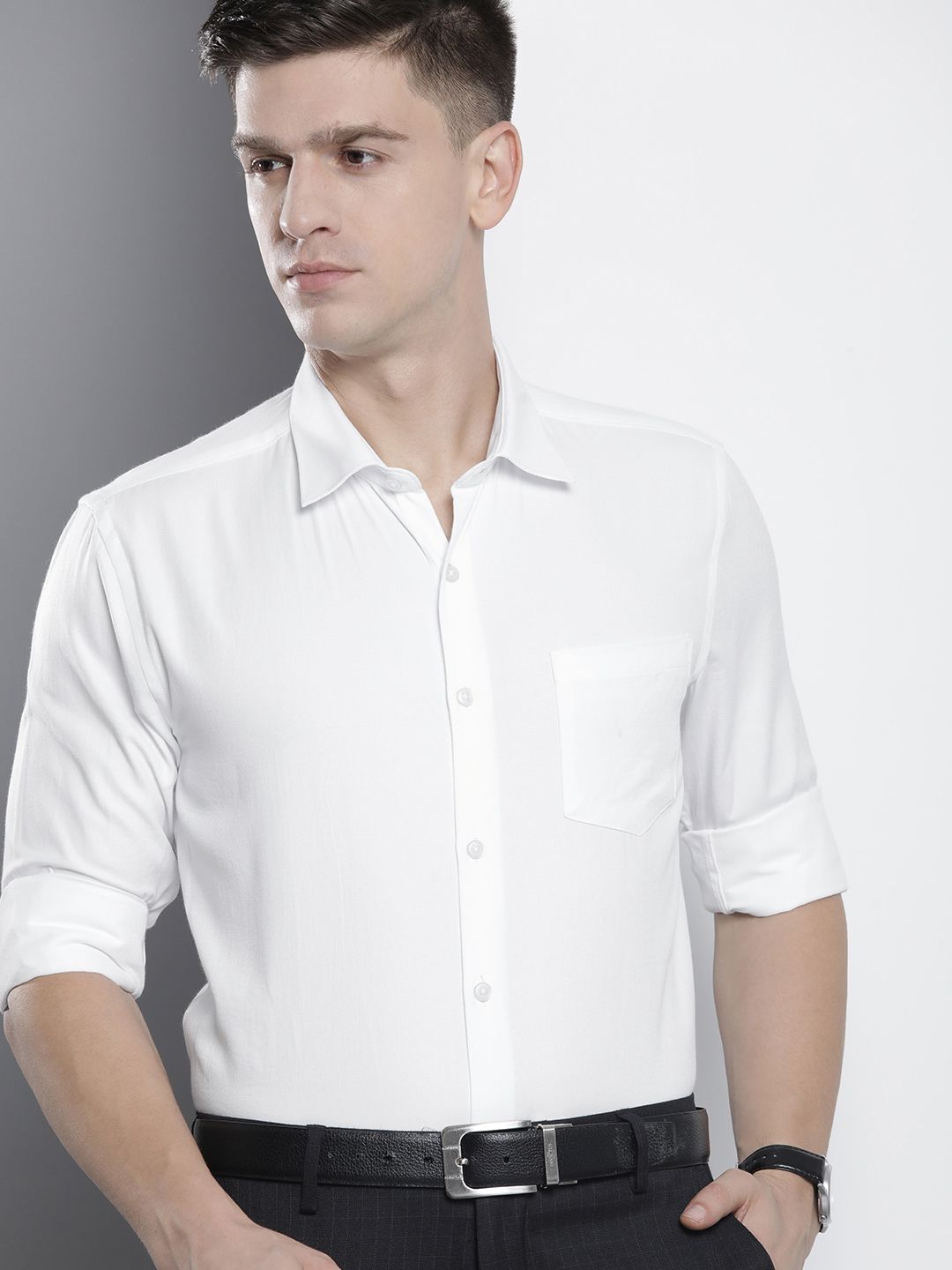 The Indian Garage Co. X Luxe Men White Slim Fit Opaque Formal Shirt