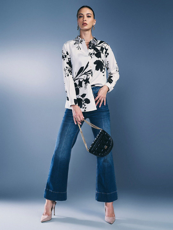AND Floral Printed Pure Cotton Styled Back Top