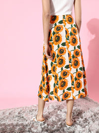 Berrylush Women Classic White Floral Fantasy Skirt