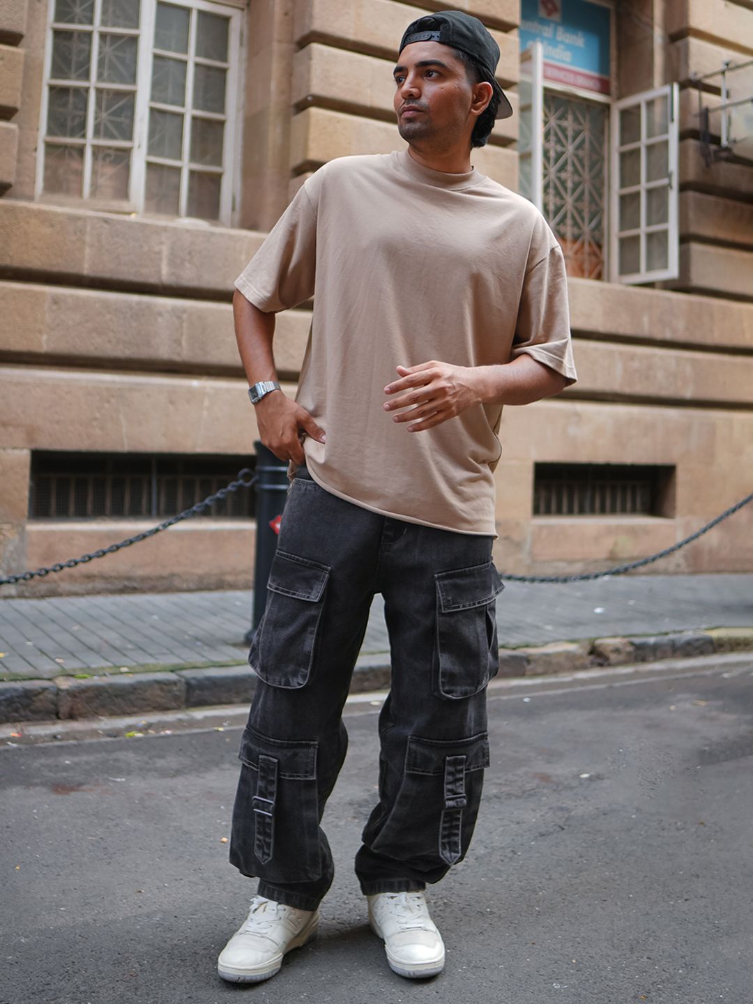Powerlook Men Pure Cotton Loose Fit Cargos Trousers