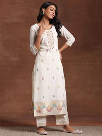 Libas Paisley Round Neck Three-Quarter Sleeves Pure Cotton Kurta Set