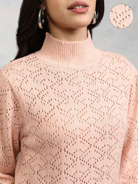 Tokyo Talkies Women Pink Acrylic Pullover Sweater