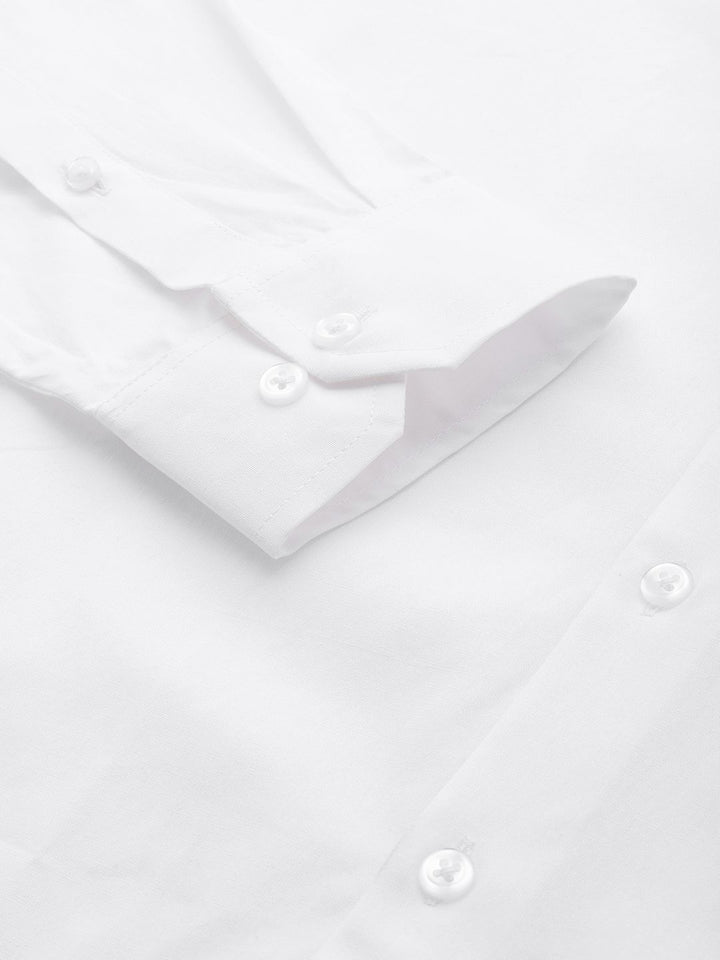 Hancock Men White Solid Slim Fit Pure Cotton Formal Shirt