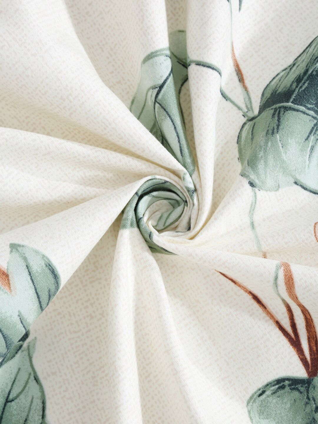 KLOTTHE White & Green Floral 300 TC Single Bedsheet with 1 Pillow Cover