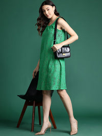 DressBerry Pure Cotton Self Designed Semi Sheer Sheath Dress