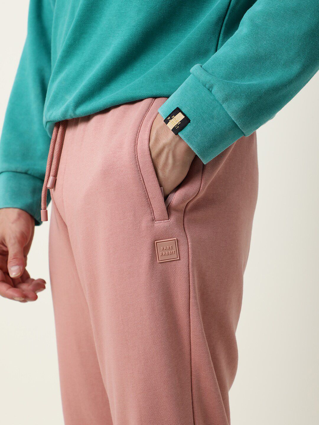RARE RABBIT Men Titan Relaxed Fit Solid Cotton Joggers