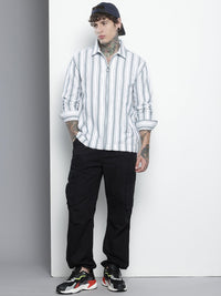 The Indian Garage Co Pure Cotton Striped Drop-Shoulder Sleeves Relaxed Casual Shirt