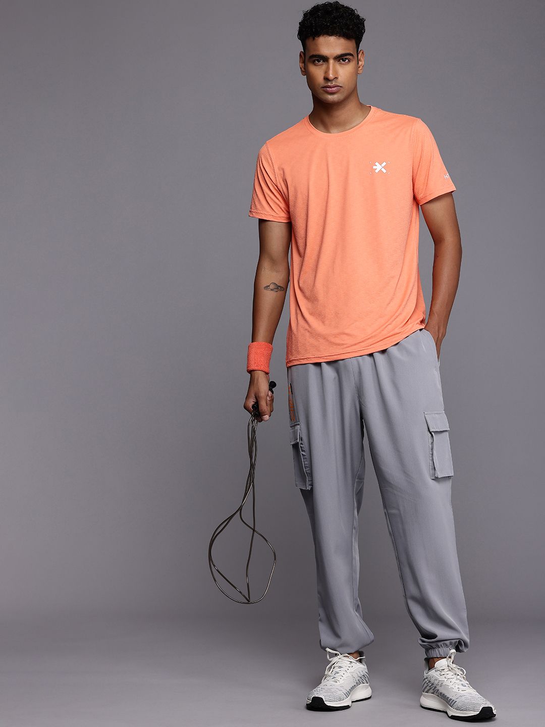 HRX by Hrithik Roshan Sculptflex Self-Design Textured Training T-shirt