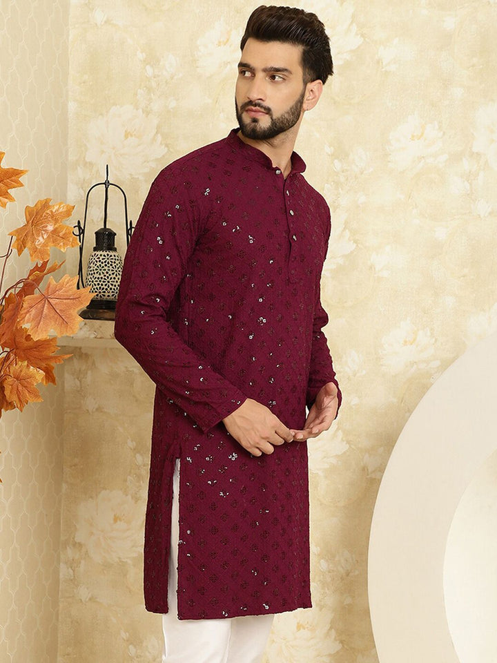 SOJANYA Dihiasi Kolar Mandarin Kurta Kapas Tulen Lurus