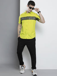 The Indian Garage Co Men Fluorescent Green Comfort Typography Printed Casual Shirt