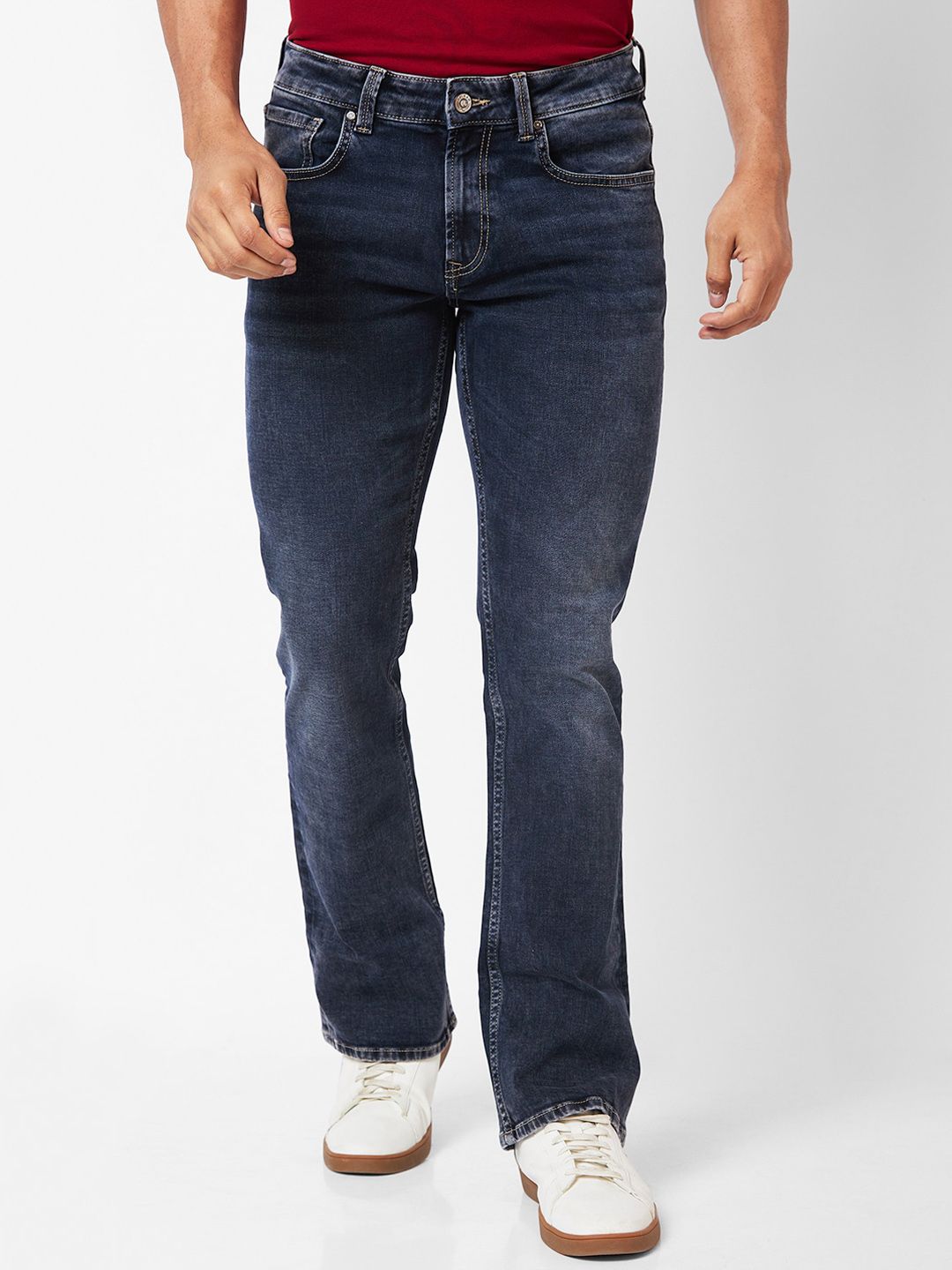 SPYKAR Men Mid-Rise Light Fade Clean Look Bootcut Stretchable Jeans