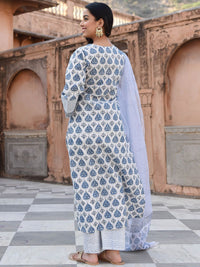 KALINI Ethnic Motifs Printed Regular Straight Kurta With Trousers & Dupatta