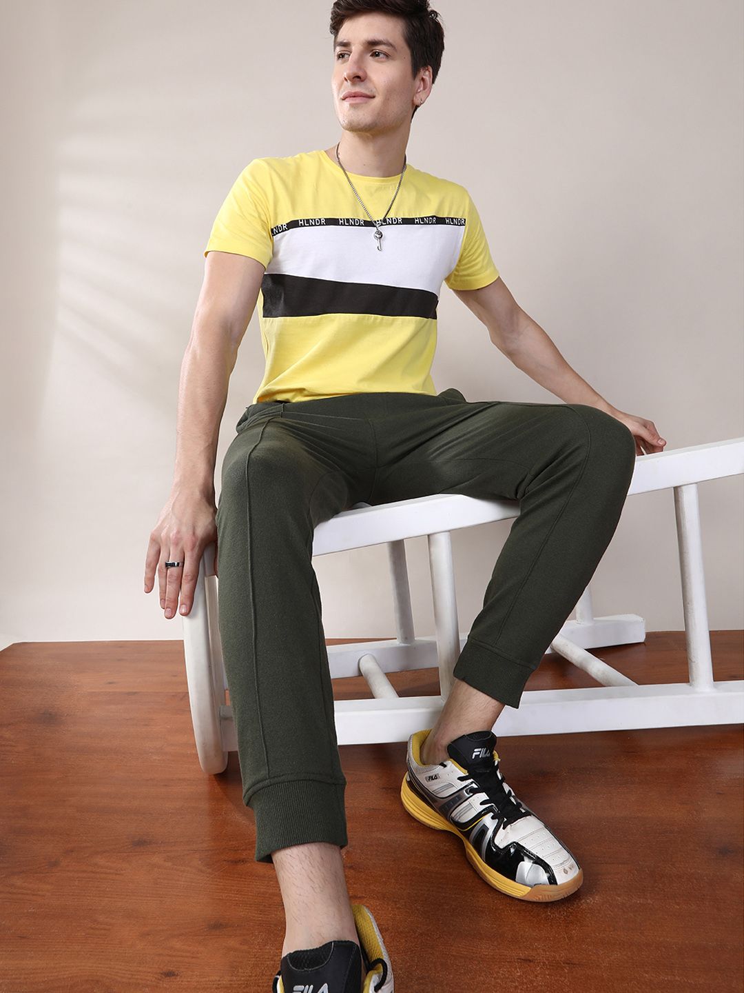 The Indian Garage Co Men Olive Solid Slim Fit Jogger