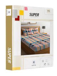 KLOTTHE Peach Geometric Polycotton 300 TC Dilengkapi Cadar King Halus dengan 2 Sarung Bantal-98 x 87 inci