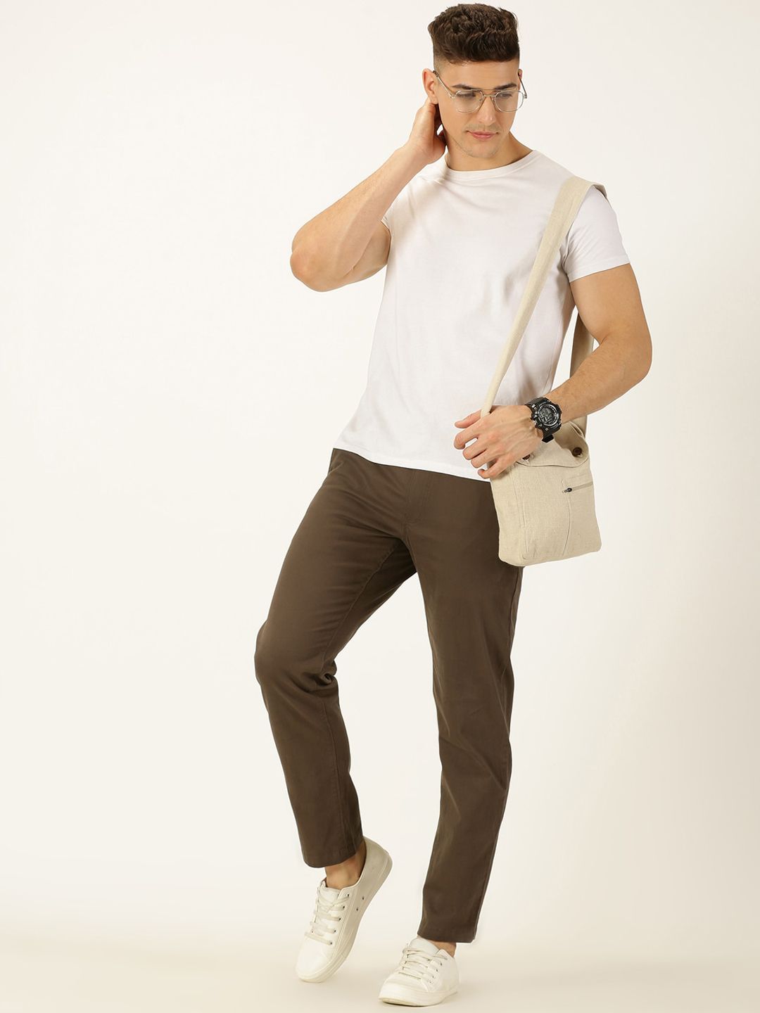 Thomas Scott Men Smart Mid Rise Cotton Chinos Trousers