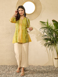 KALINI Floral Print Mandarin Collar A-Line Top