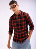 The Indian Garage Co Slim Fit Buffalo Checked Spread Collar Pure Cotton Casual Shirt