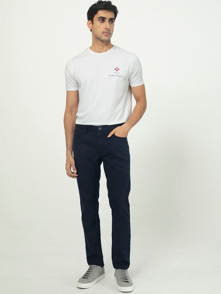RARE RABBIT Men Slim Fit Mid-Rise Cotton Trousers