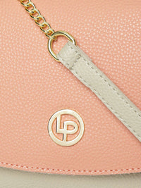 Lino Perros Peach-Coloured & Grey Colourblocked Sling Bag