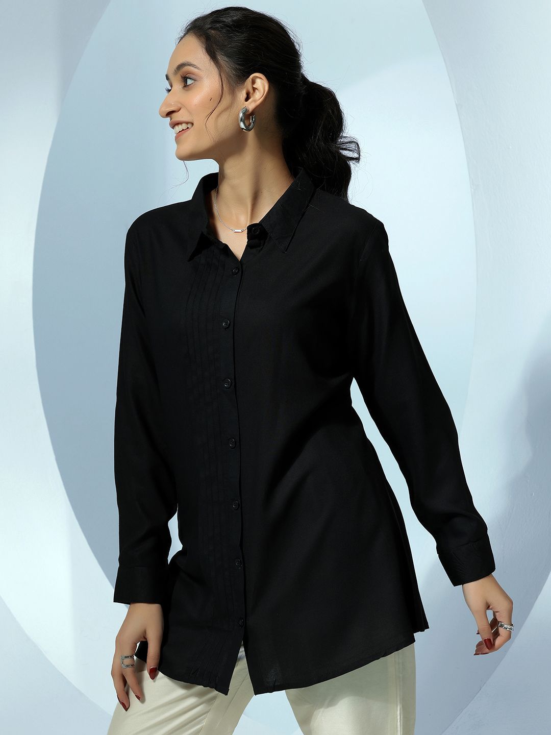 Libas Women Shirt Collar Long Sleeves Tunic