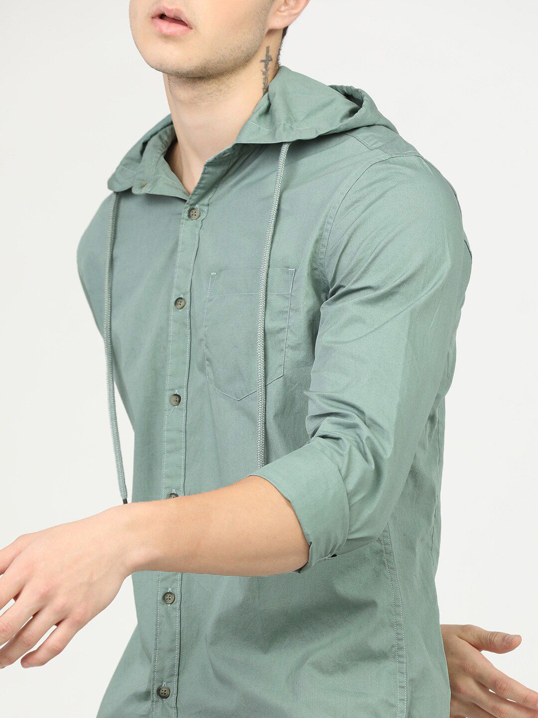 HIGHLANDER Men Green Slim Fit Opaque Casual Shirt