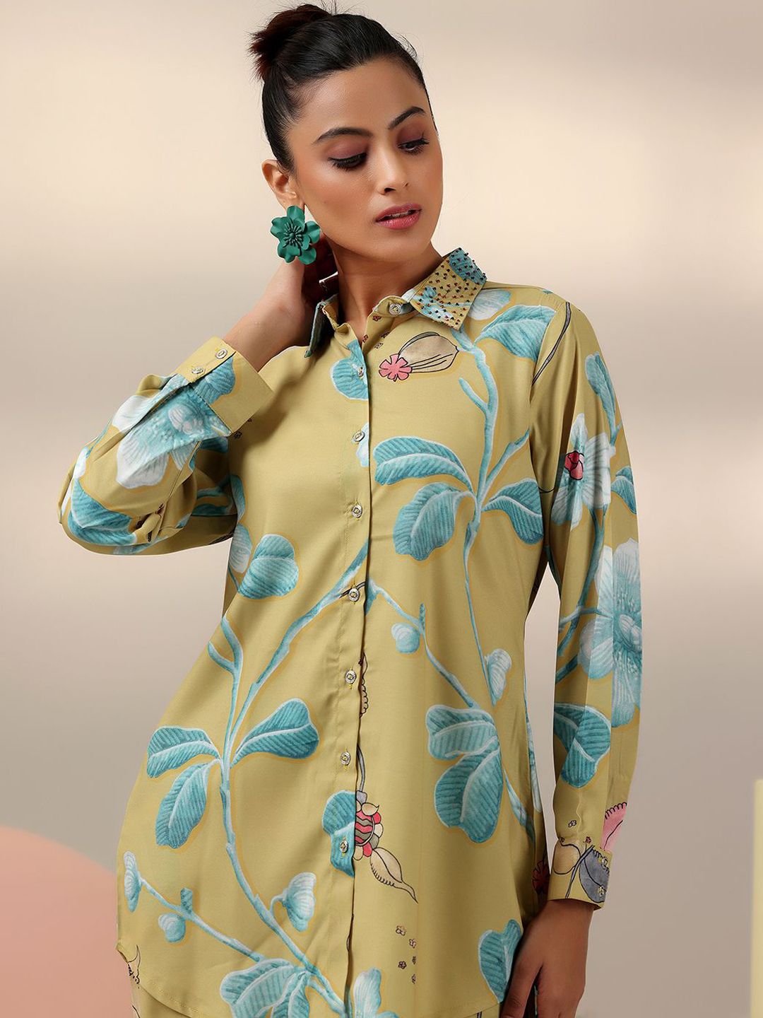Libas Floral Printed Shirt With Trousers