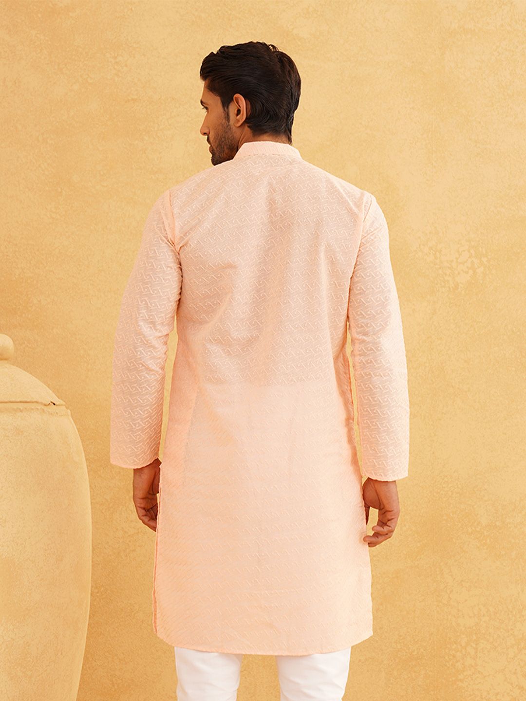 SOJANYA Self Design Thread Work Mandarin Collar Pure Cotton Kurta