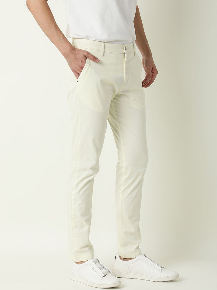 RARE RABBIT Men Popins Slim Fit Mid Rise Cotton Casual Trouser