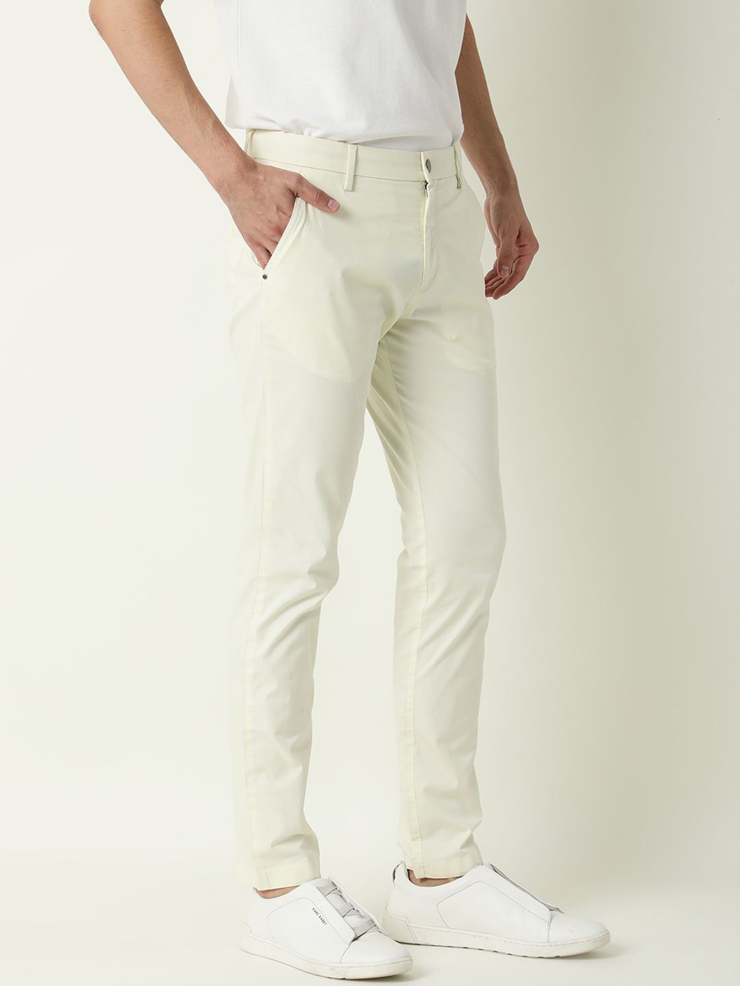 RARE RABBIT Men Popins Slim Fit Mid Rise Cotton Casual Trouser