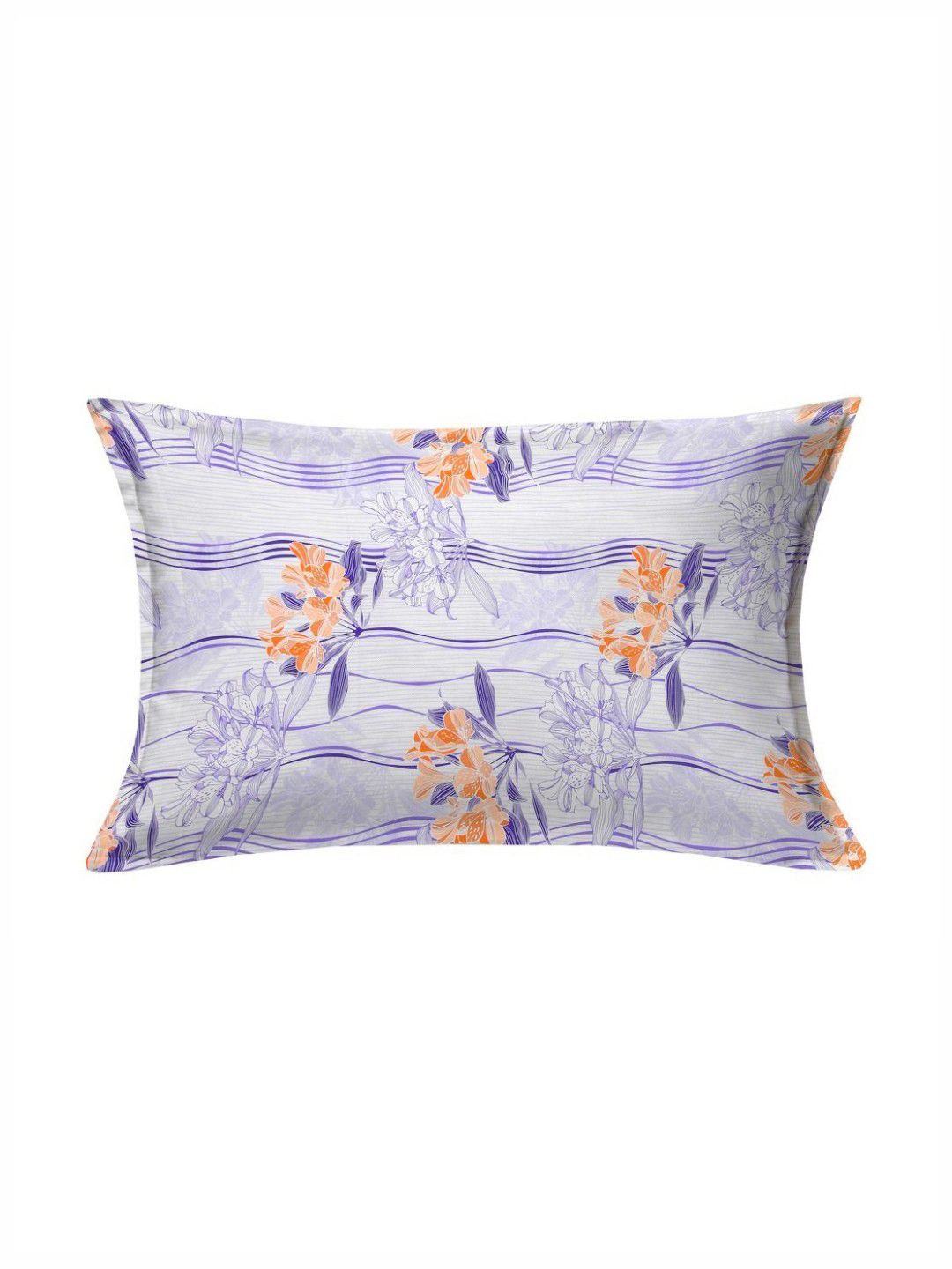BOMBAY DYEING Epigram Purple Floral Pure Cotton 120TC Single Bedsheet Set 1.50 m X 2.24 m