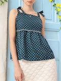 DressBerry Pleasing Polka Bow Tie Straps A-Line Top